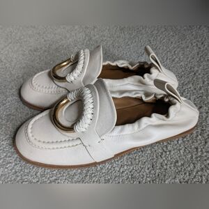 See By Chloe White Loafers with Gold Accent